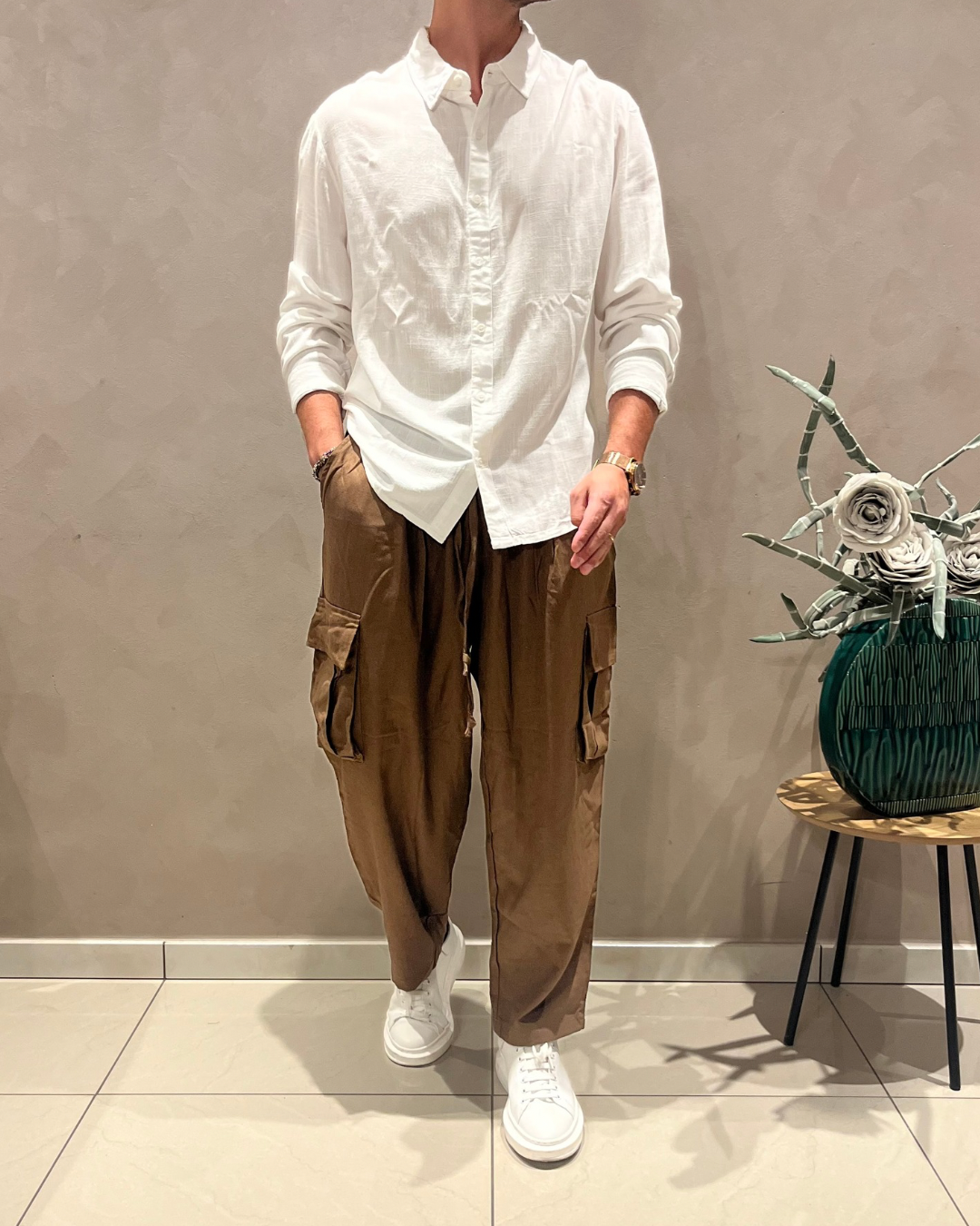 Pantalone cargo (Lino)