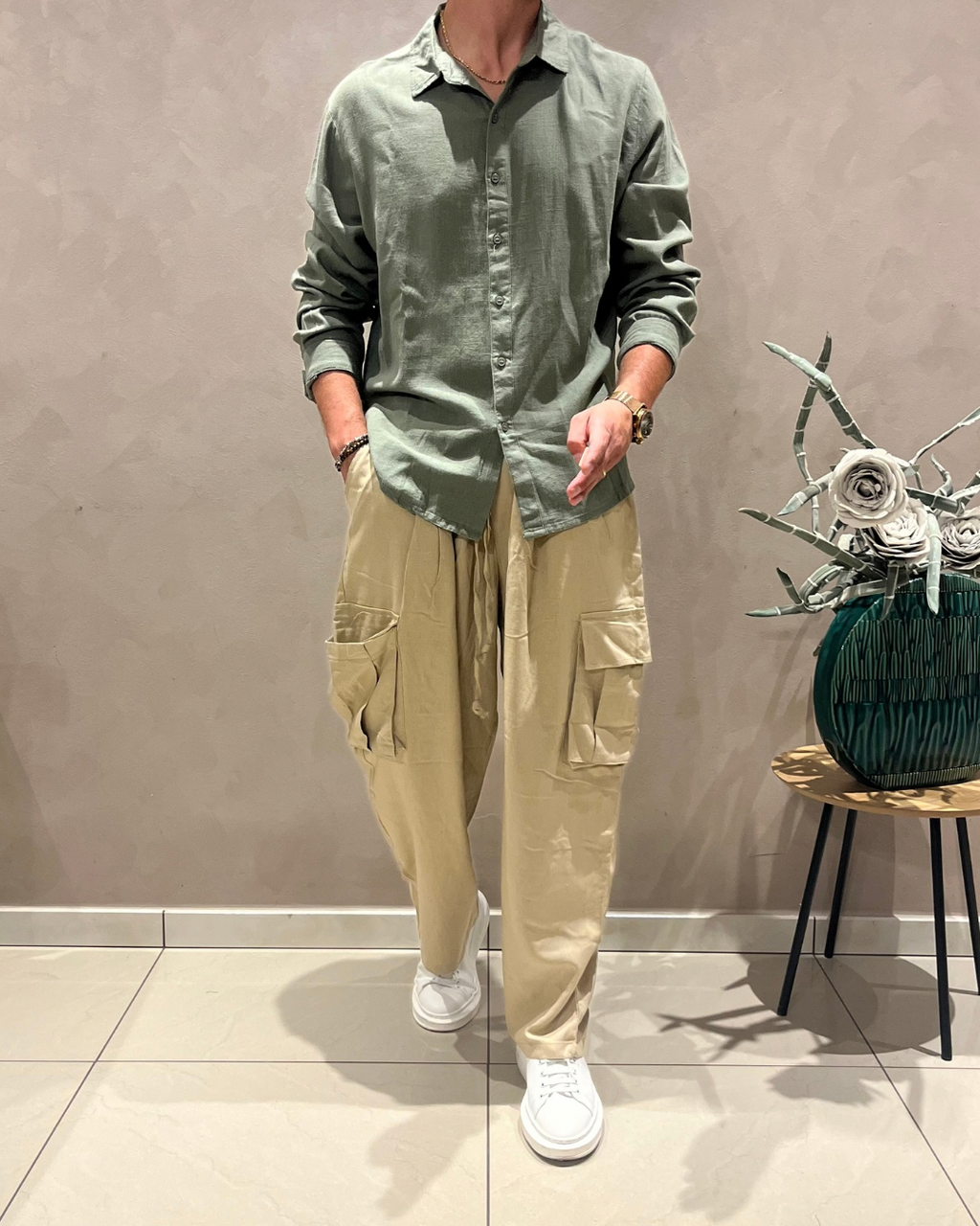 Pantalone cargo (Lino)