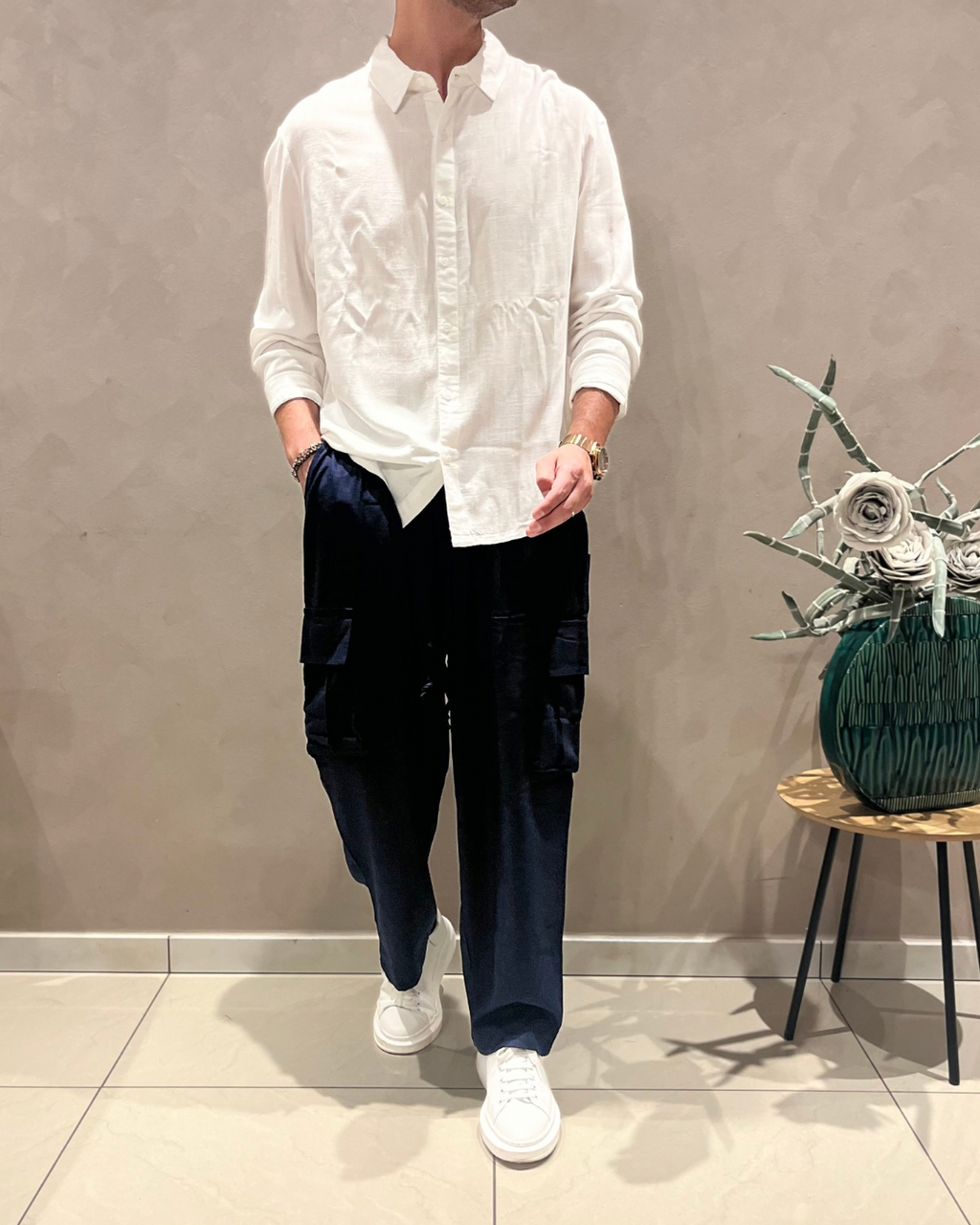 Pantalone cargo (Lino)