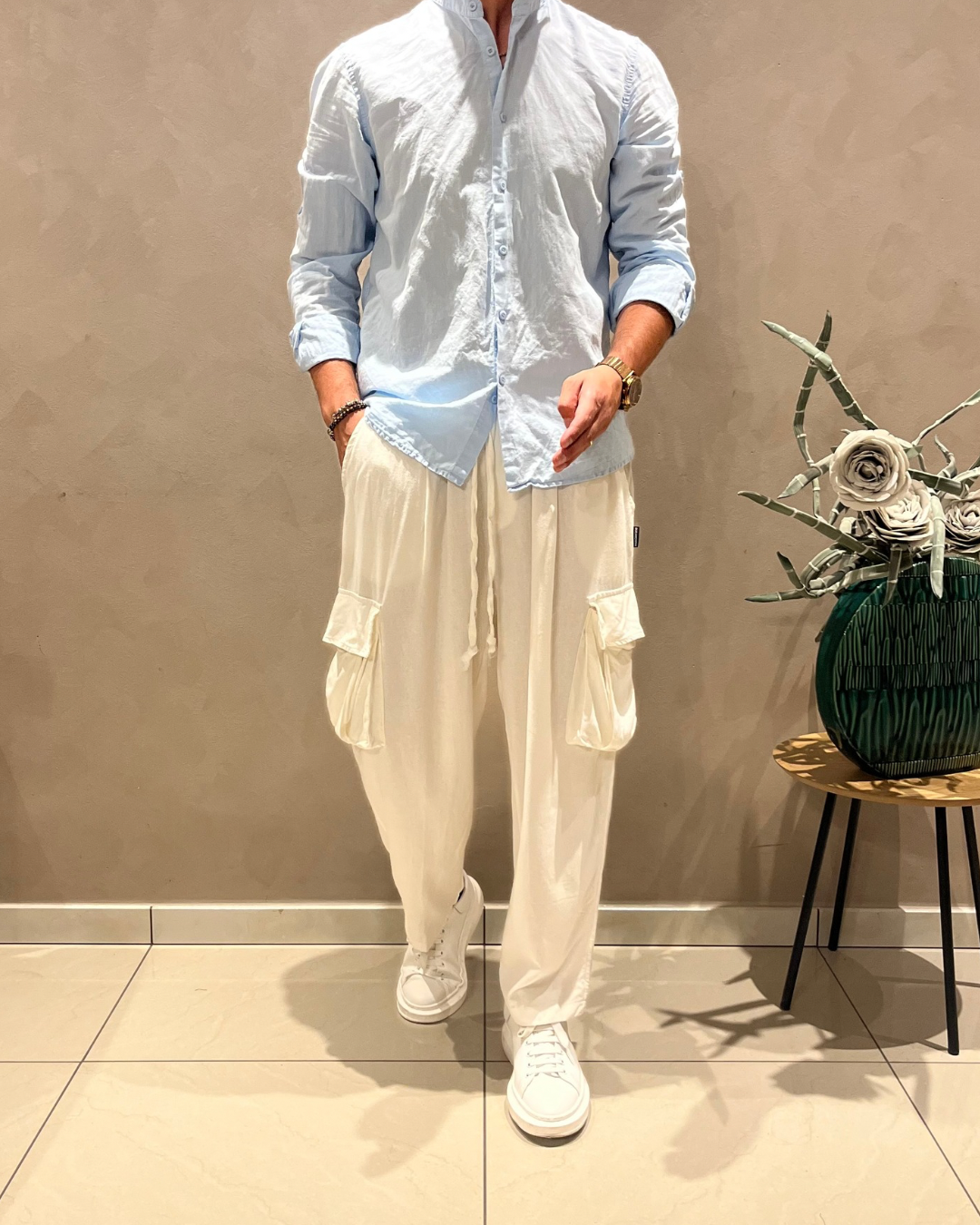 Pantalone cargo (Lino)